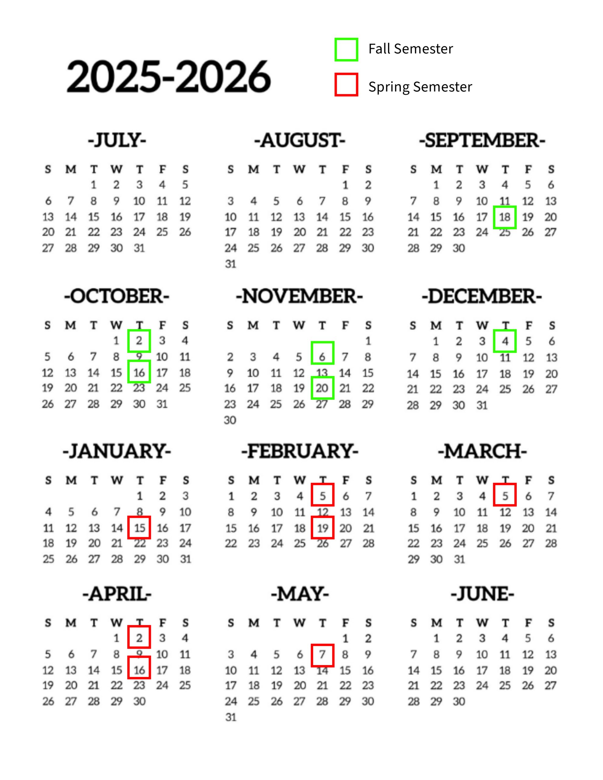 BRIEF Calendar